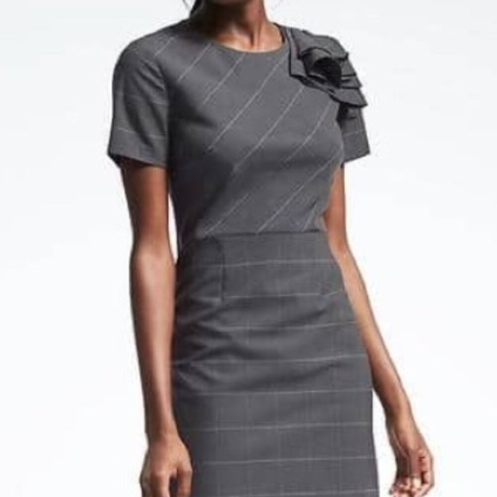 Banana Republic Grey Plaid Office / Work Dress